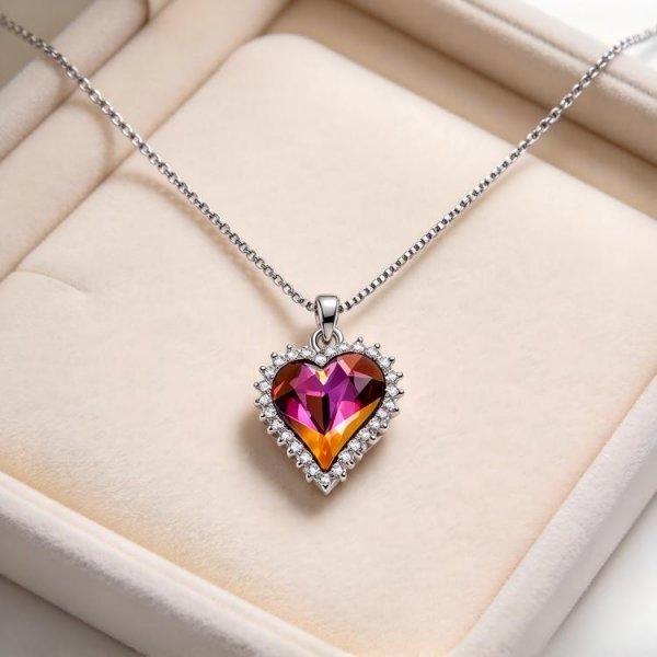 925 Sterling zinc Swarovski One Heart Pendant Necklace
