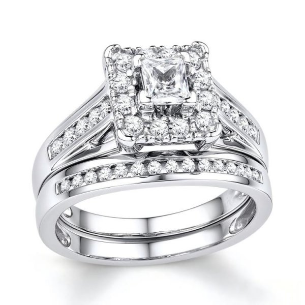 Diamond Bridal Set 5/8 ct tw Round-cut 10K White Gold