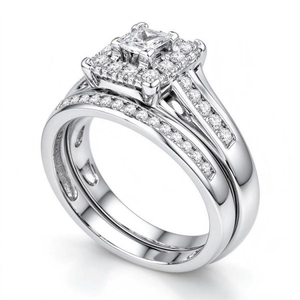 Diamond Bridal Set 5/8 ct tw Round-cut 10K White Gold